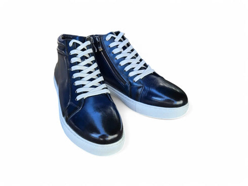 High Top Side Zipper Leather Sneaker