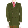 High Quality Olive Green Double Breasted Blazer Peak Lapels