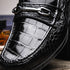 Marco Di Milano Hugo Men's Shoes Black Stylish Exotic Alligator Horsebit Loafers