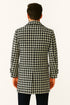 Mens Houndstooth Double-Breasted Wool Peacoat – Black and White Wool Short Coat Slim Fit