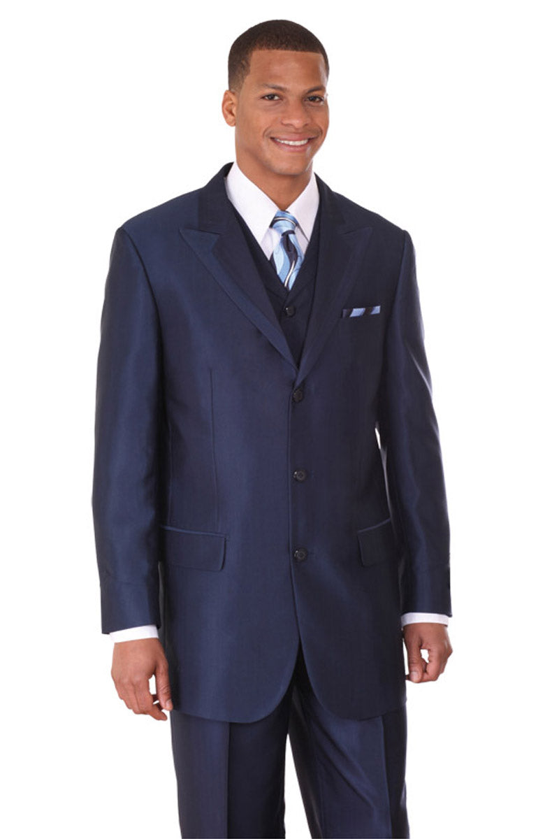 Men's 3 Piece 3 Buttons Fashion Suit with 2 Tone Lapels Tan ~ Beige - Three Piece Suit main image 1