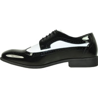 Bravo Mens 1920's Gangster Wingtip Dress Shoe in Black and White