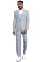 Men's Stacy Adams Vested Peak Lapel Baby Blue Plaid Prom & Wedding Suit