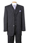 Mens Vested 3 Button 1920's Bold Gangster Chalk Pinstripe Suit in Black