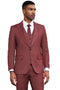 Men's Stacy Adams One Button Peak Lapel Vested Suit in Burgundy Pinstripe
