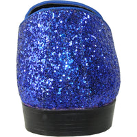 Bravo Mens Modern Glitter Sequin Prom Tuxedo Loafer in Royal Blue - Men's Dress Shoes