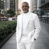 Mens Premium Cotton Seersucker Stripe Suit – White
