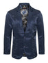 Men's Western Navy Blazer Slim Fit Shiny Finish Sport Coat for Weddings, Prom & Formal Events