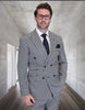 Men’s Black & White Houndstooth Double Breasted Wool Suit – 2 Piece Modern Fit Peak Lapel Suit