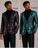 Men's ornate striped sequin blazers in purple and teal green