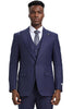 Men's Stacy Adams Vested One Button Wide Peak Lapel Windowpane Plaid Suit in Eggplant Purple