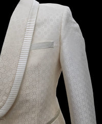 Ivory Tuxedo - Cream Wedding Suit - Off White Groom Shawl Lapel Suit