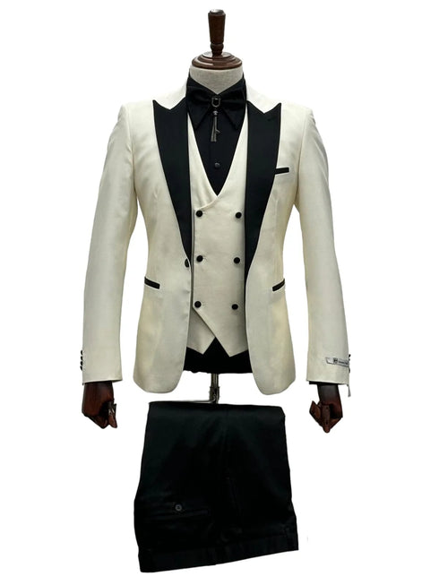 Ivory Tuxedo - Cream Wedding Suit - Off White Groom 1 Button Suit