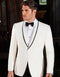 Mens Designer Charles Shawl Dinner Jacket in Ivory with Black Trim