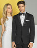 Mens Designer Slim Fit Two Button Wedding Tuxedo in Black