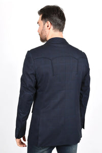 Mens Navy Platini Western Blazer – Stylish Frontier Sport Coat