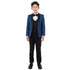 New Perry Ellis Boys Indigo Tuxedo Set, Solid 5-Piece Black Shawl Collar