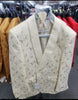 Paisley Tuxedo Dinner Jacket - Ivory - Cream - Off White Mens Blazer + Bowtie - Prom Jackets