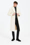 Mens Ivory Full-Length Overcoat with Luxurious Faux Fur Shawl Collar – Cream Winter Dress Coat Off White Color