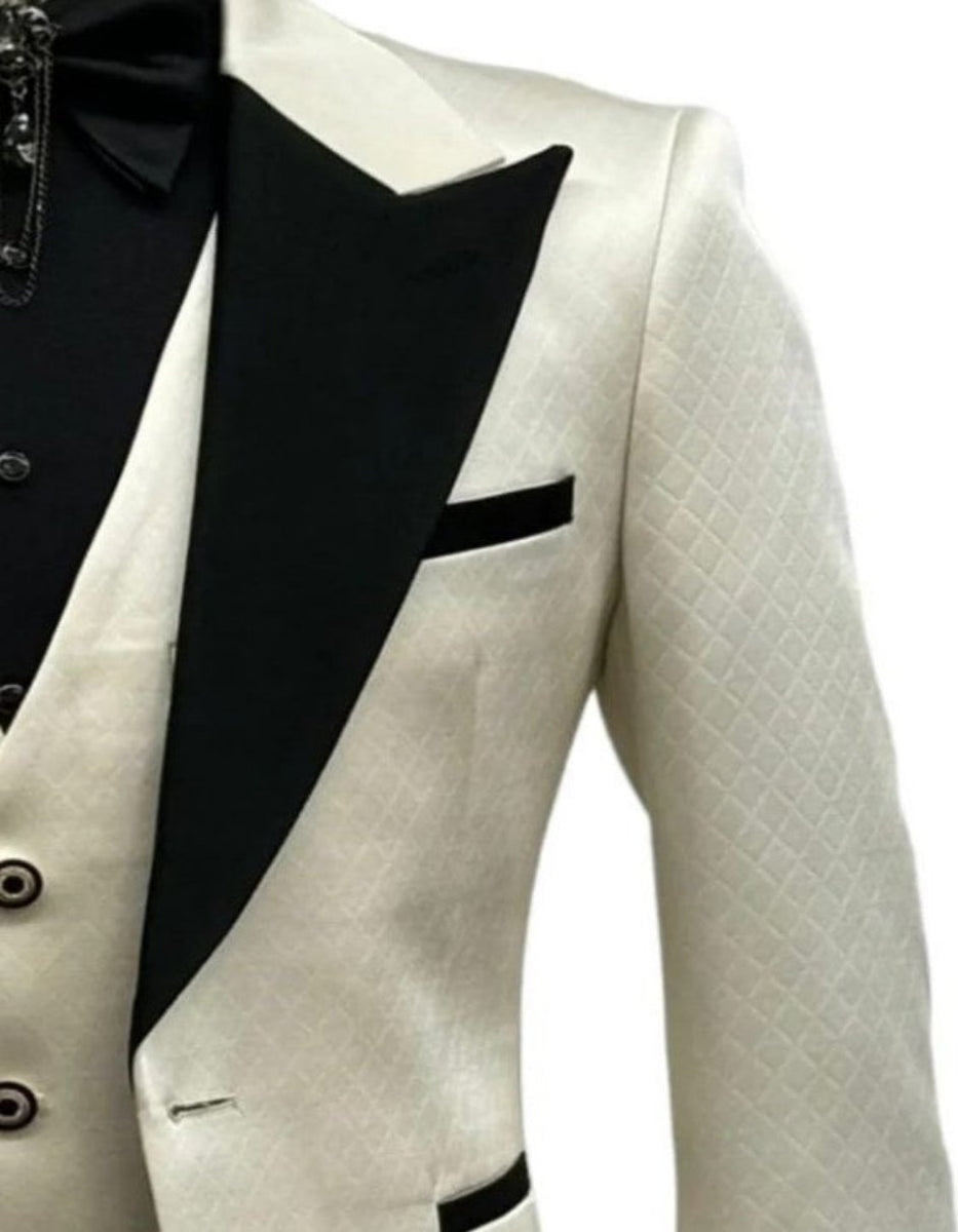 Ivory - Cream Velvet Tuxedo Dinner Jacket With Matching Bow Tie main image 0