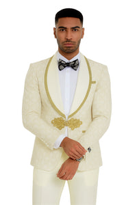2025 Ivory and Gold 2pc Men's Suit by Tazzio