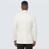 Ivory Paisley Tuxedo Jacket with Shawl Lapel – Luxury Wedding & Prom Blazer for Men