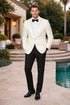 Ivory Paisley Tuxedo Jacket with Shawl Lapel – Luxury Wedding & Prom Blazer for Men
