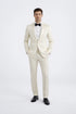 Classic Ivory Slim Fit Tuxedo with Peak Framed Lapel – Formal Wear