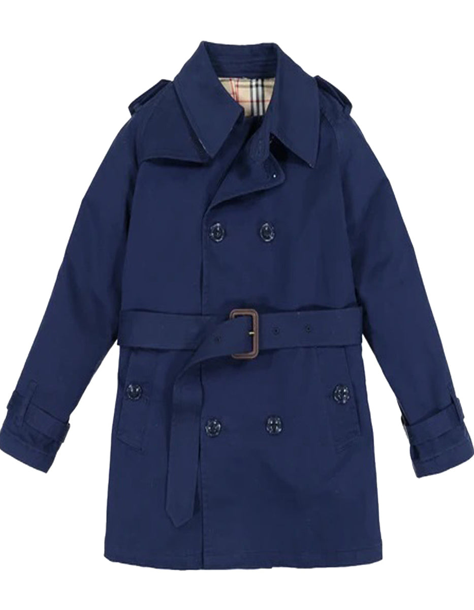 Boys Brown Coat with Hood and Navy Trim by Three Sisters main image 1