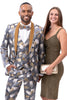 Men's Gray & Gold Satin Paint Stroke Print Tuxedo