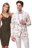 Men's Modern Fit Shawl Lapel Wedding & Prom Tuxedo in White & Gold Sequin Paisley
