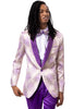 Men's Wedding & Prom Tuxedo jacket in a Purple Floral Paisley with Diamond Studded Lapel.