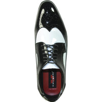 Bravo Mens 1920's Gangster Wingtip Dress Shoe in Black and White