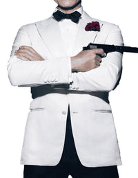 Mens 007 James Bond White Sequin Tuxedo