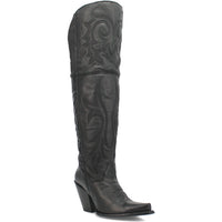 Dan Post Womens Jilted Black 20 Snip Toe Over-the-Knee Zipper Boot