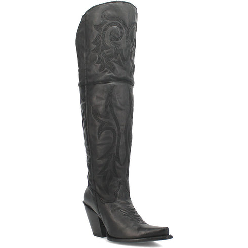 Dan Post Womens Jilted Black 20 Snip Toe Over-the-Knee Zipper Boot