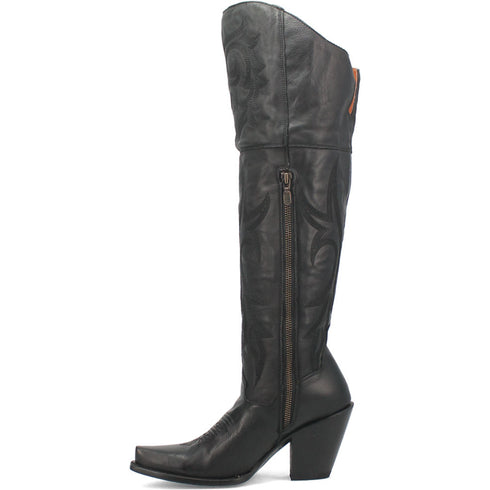 Dan Post Womens Jilted Black 20 Snip Toe Over-the-Knee Zipper Boot