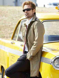 Men's Khaki Cotton Trench Coat – Classic Long Sleeve Outerwear