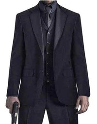 Mens John Wick Vested Black Suit