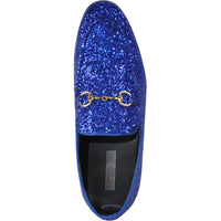 Bravo Mens Modern Glitter Sequin Prom Tuxedo Loafer in Royal Blue - Men's Dress Shoes
