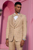 Tan Suits For Wedding - Tan Groomsmen Suits - Tan Peak Lapel Tuxedo