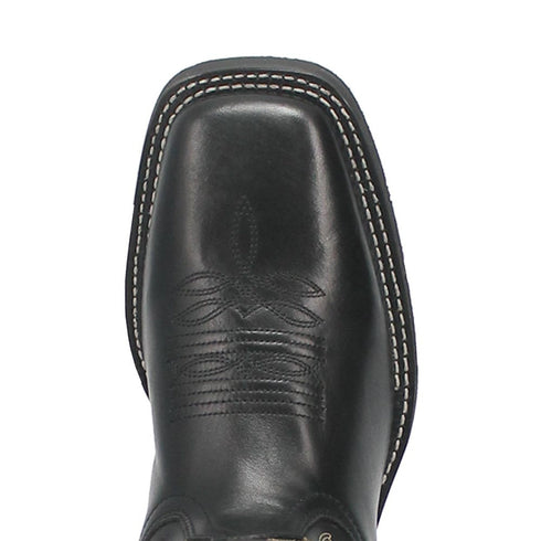 Laredo Kane Black Leather Broad Square Toe Boots for Men