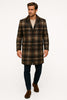 Mens Plaid Wool Overcoat – Khaki and Brown and Cream Check Pattern Winter Coat