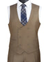 Mens Khaki Color Tuxedo - Mens Modern Fit Tuxedo Suit with Double Breasted Khaki Satin Trim Vest