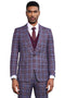 Men's Stacy Adams Bold Windowpane Plaid Print Vested Suit in Lavender & Purple