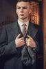 Mens Peaky Blinders Costume Finn Shelby Vested Charcoal Suit & Overcoat