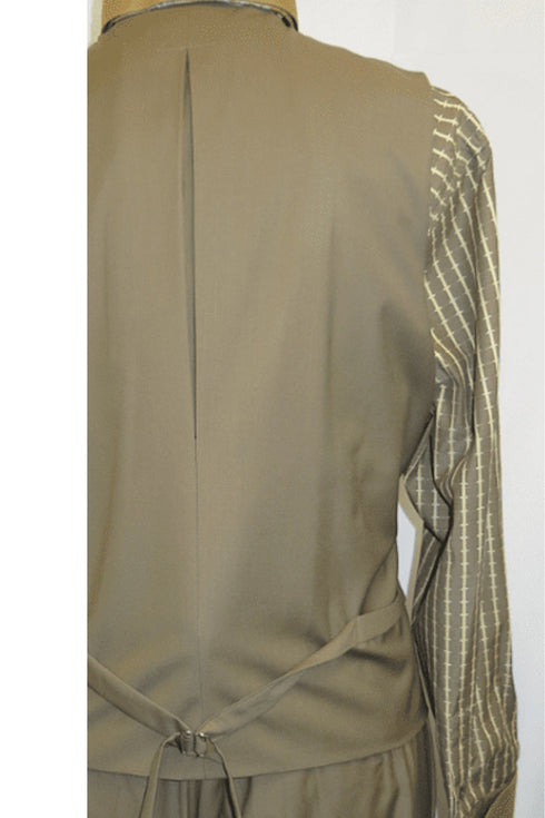 Mens 4 Button Double Breasted Vest Suit in Tan