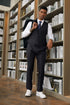 Men's Stacy Adam's Two Button Fancy Vested Suit in Midnight Black