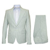Seersucker Suit Peak Lapel Suit in Color "Light Green" - Summer Fabric Tone on Tone Shadow Stripe By Rossiman