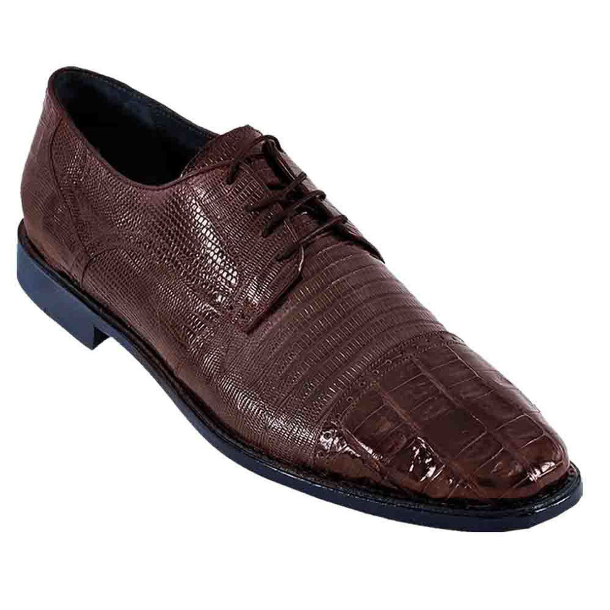 Men's Los Altos Caiman Oxford And Genuine Teju Lizard Five Eyelet Laces Black Shoes